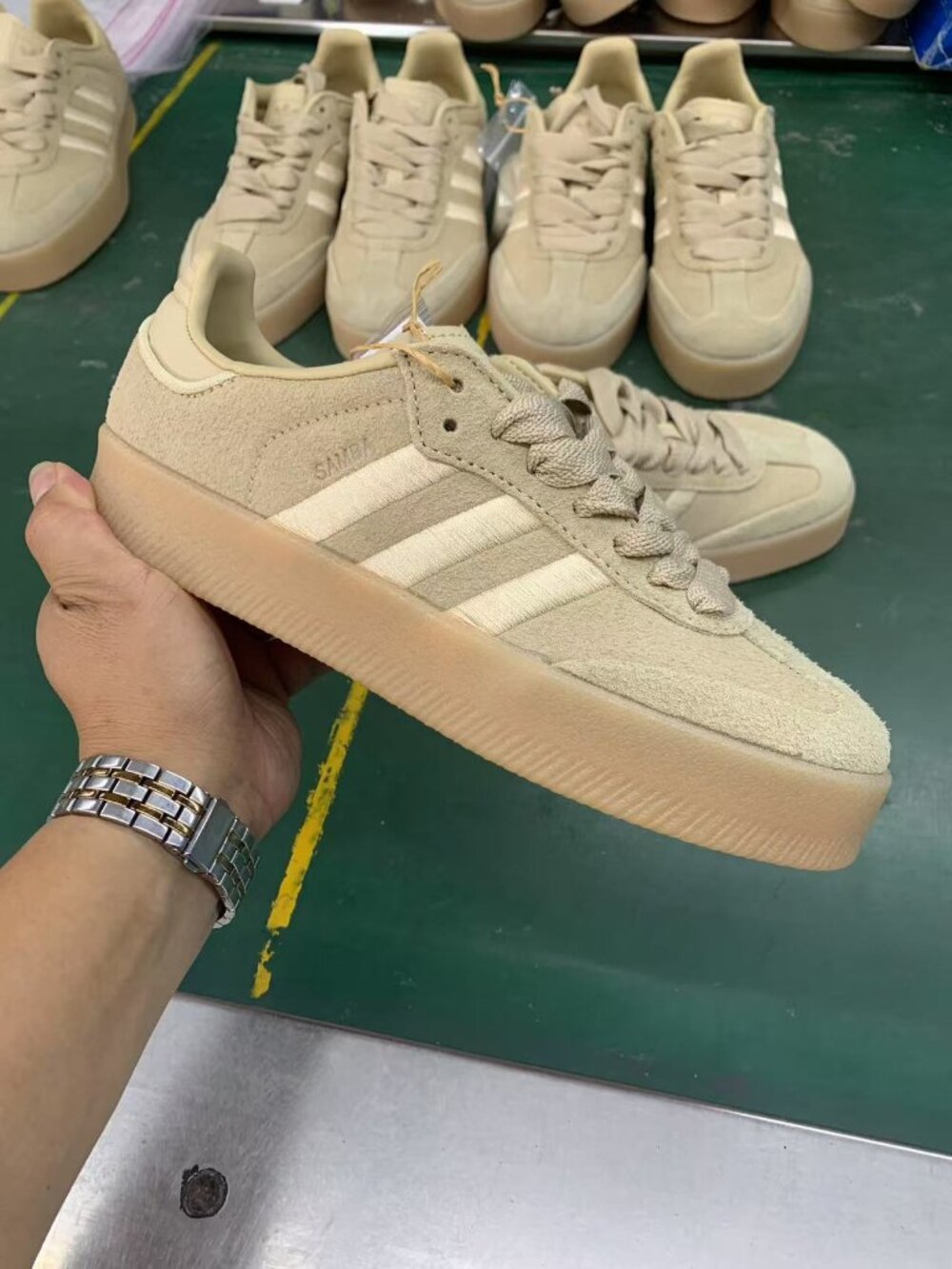 Adidas Samba Platform Beige Suede Gum Sole Sneakers